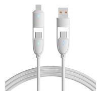 4 in 1 Charging Cable,Multi Connector 6A Charger Usb A/type C &Usb Type C/L480 Mbps Pd Fast Charging Cord Flexible Durable Liquid Soft Silicone Muti Device Universal Cable for Most Smartphone (White)