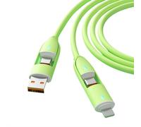 4 in 1 Charging Cable,Multi Connector 6A Charger Usb A/type C &Usb Type C/L480 Mbps Pd Fast Charging Cord Flexible Durable Liquid Soft Silicone Muti Device Universal Cable for Most Smartphone (Green)