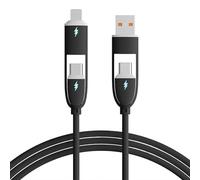 4 in 1 Charging Cable,Multi Connector 6A Charger Usb A/type C &Usb Type C/L480 Mbps Pd Fast Charging Cord Flexible Durable Liquid Soft Silicone Muti Device Universal Cable for Most Smartphone (Black)