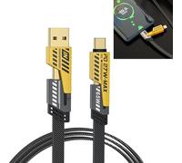 4 in 1 Charging Cable PD 27W 65W Fast Charging Cable Nylon Braided Data Cable Compatible with iPhone 15 Android Samsung iPad MacBook,Lightning to Usb-c Cable USB-A to Lightning (Golden S:25CM)