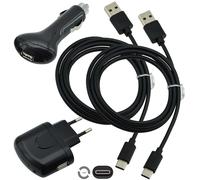 4 in 1 Charging Set 2x USB-C Data Cable + Car Charger for BQ Aquaris X | X Pro