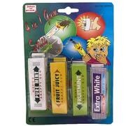 4 In 1 Chewing Gum Classic Jokes Gag Trick Practical Joke Set Snappy, Squirt & Bug