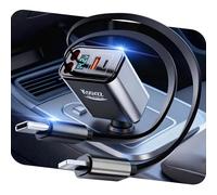 4 in 1 Cigarette Lighter USB C 69 W Car Charger - 24/12 V Extendable Cigarette Lighter USB Adapter, Truck Car Accessories, Car Accessory for iPhone 17/16/15 Pro Max, iPad, Galaxy S25/24