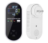 4-in-1 Combination Gas & Carbon Monoxide Detector,Dual Sensor Natural Gas Leak Detector & Carbon Monoxide Detectors Plug in (Temperature & Humidity) for Home,RV,Apartment