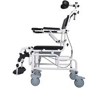 4 in 1 Commode Shower Chair, Adjustable Height Patient Toilet Wheelchair, Multifunctional Lightweight Wheelchair Pedal and Armrest Can Be Turned Up, for Elderly Disabled
