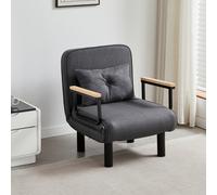 MCC Direct 4 In 1 Folding Single Sofa Bed Convertible Lounge Sleeper Chair With Adjustable Backrest And Large Cushion Grey
