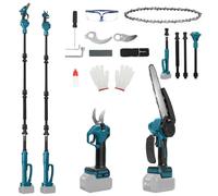 4-in-1 Cordless Mini Chainsaw & Pruning Shears for Makita 18V (No Battery) | 8-inch Pole Chainsaw, with 2m Extension Pole and Spare Chain, 30mm Electric Shears with Spare Blade