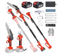 4-in-1 Cordless Pole Saw & Pruning Shears Combo Kit, 21V Electric Tree Trimmer with 180° Rotating Head, 16ft Max Reach, 8" Chainsaw & 2 x 4.0Ah Battery Powered Brushless Tree Pruner