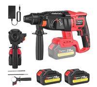 4-in-1 Cordless Rotary Hammer Drill, 21V Cordless Hammer Drill with Batteries, Brushless Rotary Hammer, 26mm Drilling Capacity, 0-4500 BPM Impact, for Wall Chasing, Tile Removal & Concrete Drilling