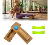 4-in-1 Cork Balance Board Set - Foot Strengthener & Ankle Stability Trainer with Roller, Massage Ball & Toe Bands - Fall Prevention Compact Wobble Board for Home Physio, Office & Seniors