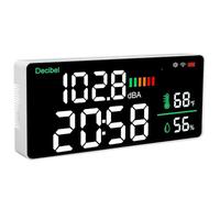 4 in 1 Decibel Meter, Wall Mounted Sound Level Meter with Digital Clock, Humidity & Temperature, 11 Inch LED Display Classroom Noise Meter for Home, Studio, Factory, Classroom