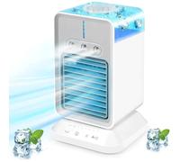 4 In 1 Desk Air Conditioner, 3 Wind Speeds,3 Spray Modes Personal Cooler Air Conditioner 2/4 H Timer,120° Oscillating Air Con Humidifier for Room Office