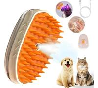 4 in 1 Dog cat Steamy Brush Self Cleaning with Cats Moss Lamp, Rechargeable Pet Steam Brushes for Long Short Haired pets Cats Dogs Rabbits (UV + Vibration)