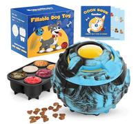 4-IN-1 Dog Toys - Frozen Dog Treat to Keep Them Busy, Treats Puzzle Ball Toy, Interactive Treat Dispensing Dog Toy, Durable Rubber Chew Toys, DIY Freezable Fillable Treat Toy, Mental Enrichment Toys