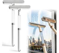 4-in-1 Double-Sided Window Screen Cleaning Brush, Mesh Screen Cleaner, Extendable Squeegee for Window Cleaning with Long Handle, Porch Screens Car Window Cleaner Tool for Home Car Glass