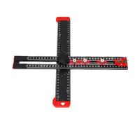 4 in 1 Drilling Position Ruler, Adjustable Metric T Square, 35cm Black Multi Angle Measuring Tool - Durable Aluminum Alloy, Flexible Calibration, Woodworking and Cabinet Hardware