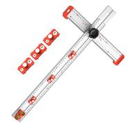 4-in-1 Drilling Positioning Ruler Adjustable T-Square Measuring Tools Cabinet Hardware Jig Precise Drilling Tool for Cabinet Hole Drilling Marking Gauge Tools for Woodworking Scribe Drawing