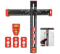 4-in-1 Drilling Positioning Ruler, Multifunctional T Square Woodworking Ruler, Cabinet Hardware Jig, Adjustable 13.78in Marking Gauge Tools for Woodworking, Cabinet Drawer Door Hole Drilling Template