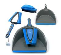 4 in 1 Dustpan and Brush Sets, Rubber Brush and Pan Set Built-in Squeegee | Dust pan and Brush, Carpet Brush for Pet Hair, Rubber Brush and Pan Set Dust & Pet Hair Remover Dustpan & Rubber Hair Brush