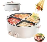 4-in-1 Electric Hot Pot 2000W, 6L Capacity Multi-Compartment Stew Pot with Dual Independent Temperature Control, Electric Chafing Dish Cooker for Home & Dormitory