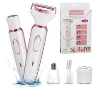 4 in 1 Electric Lady Shaver, USB Rechargeable Painless Razor Bikini Trimmer Shaver Razor Set for Women, Wet and Dry Hair Removal for Face Legs Underarm Nose and Eyebrow