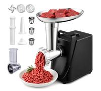 4-in-1 Electric Meat Grinder Cheese Grater with Sausage Stuffer & Kubbe Kit | Meat Mincer Machine with 2 Plates, 1 Blade, 3 Slice/Shred Blades, Vegetable Cutter Salad Maker for Home Kitchen Use