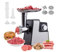 4-in-1 Electric Mincer, Complete with 3 Slicing Discs, A 4-Blade System, Sausage Stuffer and Meatball Maker, Ideal for Mincing Pork, Beef and Vegetables Such As Mushrooms.