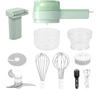 4 in 1 Electric Vegetable Cutter Set Handheld Garlic Slicer 1200mAh Rechargeable Portable Food Chopper with 3 Stainless Steel Blades Detachable Electric Veggie Chopper for Home Kitchen