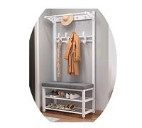 4-in-1 Entryway Coat Rack with Shoe Bench Industrial Hall Tree with Hoo & Sto Shelf White-Grey Metal e Easy Assembly t for Hallway & Entryway (60x33x172cm)