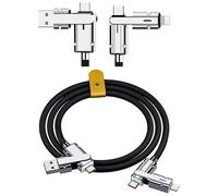 4-in-1 Fast Charging Cable 120W, USB C Type/USB A to USB C Type/iPhone, Galaxy S24/S23, 6A Ultra Super Data Sync Compatible with all iPhone and Compatible with all Samaung Phones, (1Meter, Black)