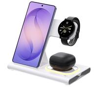 4 in 1 Fast Wireless Charger for Samsung Charging Station Android Phone Multiple Devices Dock Charger Stand for Samsung Galaxy S26 Ultra S25 S24 S23 S22 Z Flod 7/6 watch 8/7/6 earbuds (White)