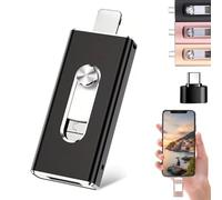 4 in 1 Flash Drive, USB + 8 Pin + USB 3.0, 2026 New 4 in 1 Mobile Phone Computer U-Disk, No WiFi & Cables, with Free Type-C Adapter for Android Phones/Pc & More Devices (Black,512G)