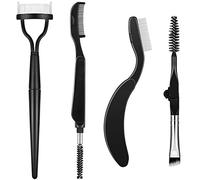 4 in 1 Foldable Eyebrow Comb Eyelash Separator Comb Angled Eye Brow Brush Spoolie Brush Eyebrow Eyelash Grooming Brush Mascara Brush with storage bag for Brows Lashes Makeup tools for home or travel