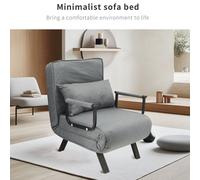 4 In 1 Foldable Lazy Lounger Single Chair Sofa Bed With Pillow Hygrad Built to Survive Grey One Size
