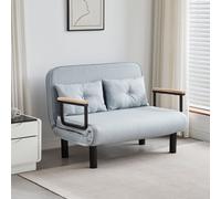 4 in 1 Folding Double Sofa Bed Convertible Lounge Sleeper Chair with Adjustable Backrest and Large Cushion Grey MCC Direct Light Grey One Size