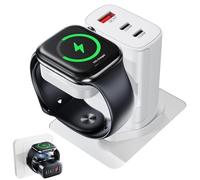4 in 1 for Apple Watch Charger,Portable iWatch Wireless Chargers Stand,35W USB C Fast Travel Multi Phone Charging Station for i Watch Ultra Series 11 10 9 8 7 6 5 4,iPhone 17 16 15 14 13,Airpods,White