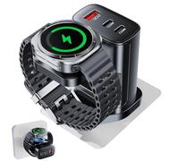 4 in 1 for Samsung Watch Charger,Portable Watchs Wireless Chargers Stand,35W USB C Fast Travel Multi Phone Charging Station for Watch 8 7 Ultra 2025 6 Classic 5 Pro 4 3 Active 2 Accessories S25,Black