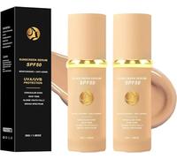 4 In 1 Foundation Liquid, SPF 50 Sunscreen Serum, Moisturizing & Anti-Aging, Concealer Even Skin Tone, 12H Long Lasting Colour Match for Face for Gym Sports Dance Outdoor 30g (2PC)