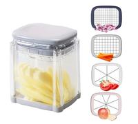 4-in-1 French Fry Cutter, Manual Hand Food Dicer with 4 Blades, Potato Slicer Chipper, Wedge Fries Chopper, Easy to Clean Chip Maker, Chip Chop Box for Vegetable, Fruit, Apple, Onion, Veggie