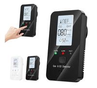 4-in-1 Gas Detector with LCD Screen - Plug-in Carbon Monoxide & Combustible Gas Alarm, Measures Temperature & Humidity, for Home, Apartment, Hotel, Camping RV (black)