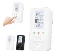 4-in-1 Gas Detector with LCD Screen - Plug-in Carbon Monoxide & Combustible Gas Alarm, Measures Temperature & Humidity, for Home, Apartment, Hotel, Camping RV (white)