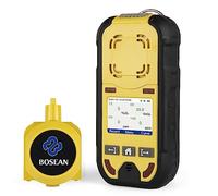 4-in-1 Gas Detector with Pump, Multi-Gas Monitor Tester for EX O2 H2S CO, Rechargeable 2800mAh Battery Operated Meter, Visual Vibration Audible Alarm, Clip-On Portable Safety Reader to Work Home