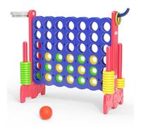 4 In 1 Giant 4 in A Row Game Jumbo Size Board Games for Adults 3-in-1 Multifunctional Set with Basketball & Ring Toss Indoor Outdoor Garden Party Game for Kids, Adults, Family & Friends Gift Ideas