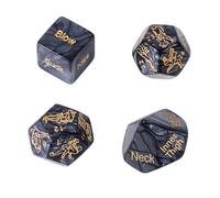 4 in 1 Glow-in-The-Dark Dice Set, Marbled Engraved Dice, Multiple Positions Available-B140 (Black)