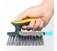 4-in-1 Grout Brush with Squeegee,Durable Bristles,Heavy-Duty Scrub Brushes for Cleaning with Stiff Bristles Cleaning Brush for Bathroom & Kitchen,Tile Floors Bathroom Wall/Corner/Window (Green)