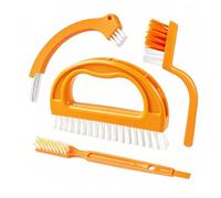 4 in 1 Grout Cleaning Brush, Multifunctional Grout Brush for Tiles Plastic Shower Cleaner Tool for Bathroom, Kitchen, Washroom (Orange)