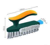 4 in 1 Grout Cleaning Brush with Squeegee for Bathroom and Kitchen Corners, Engineered with Polypropylene Bristles and Lightweight Non Slip Handle Design (Yellow and green)
