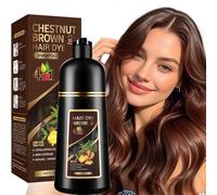 4-in-1 Hair Dye Shampoo for Black Hair, Specially Designed for Grey Hair, with a Vegetable Formula, 100% Grey Coverage, Suitable for Men and Women (Chestnut Brown)