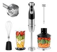 4 in 1 Hand Blender Electric Stick Blender, 12 Speeds Handheld Food Processor Food Chopper with 304 Stainless Steel Balde, 500ML Chopper 600ML Breaker Hand Mixer Blender for Kitchen