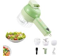 4 in 1 Handheld Electric Vegetable Cutter Set, Gatling Portable Vegetable Cutter, Rechargeable Garlic Chopper, Multifunction Food Mini Slicer (GreenChopper)